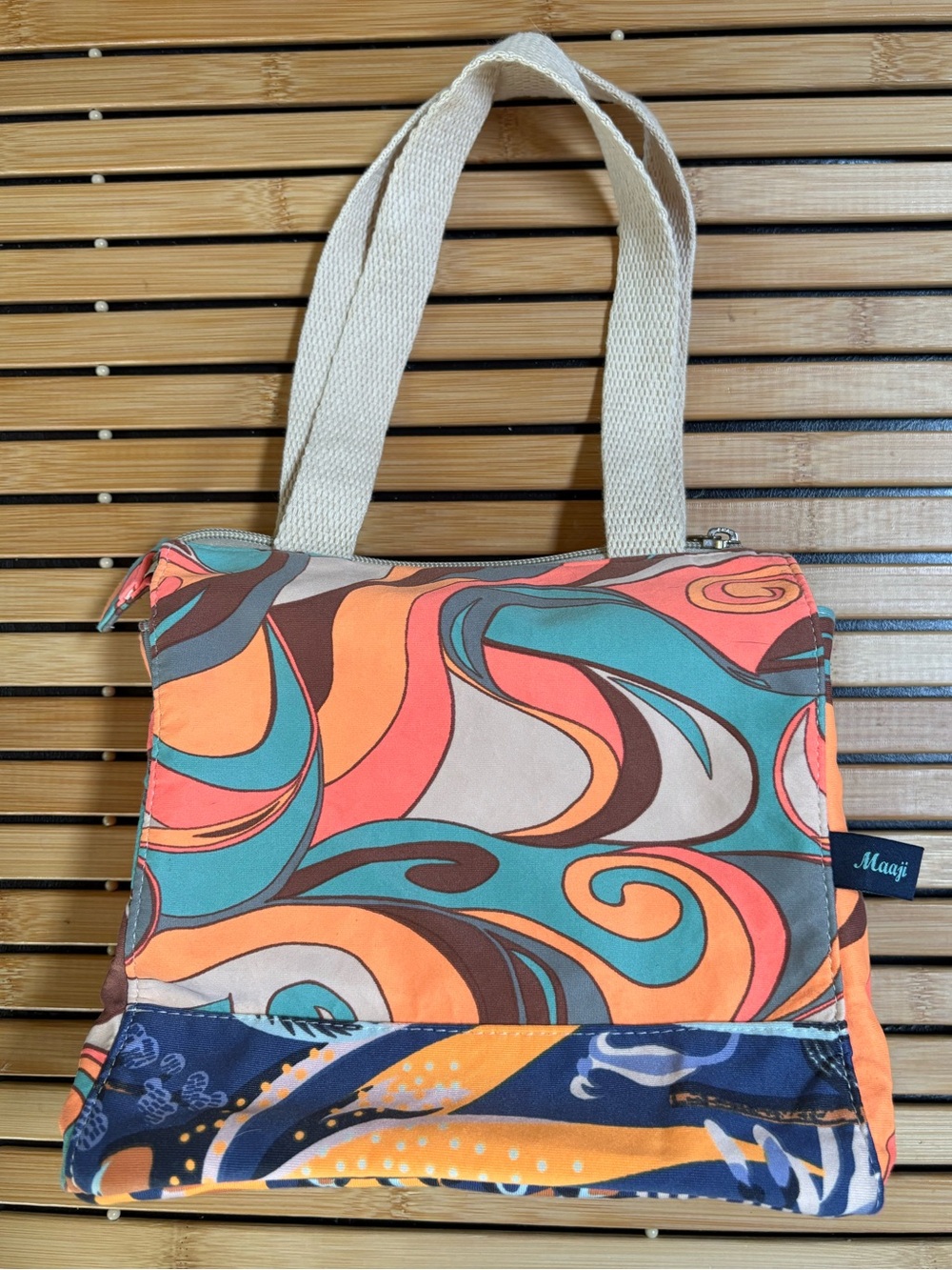 Maaji Multicolor Swirl Canvas Tote Bag